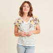 T-shirt col V manches courtes jaune citron femme