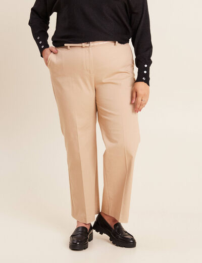 Pantalon flare 7/8ème beige femme