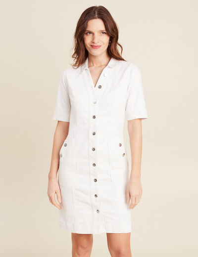 Robe droite en jean ecru femme
