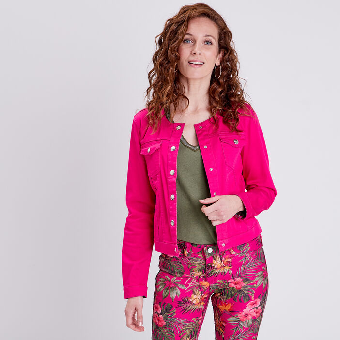 Veste droite réversible rose fushia femme