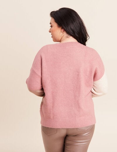 Pull col rond manches longues &agrave; sequins taupe femme