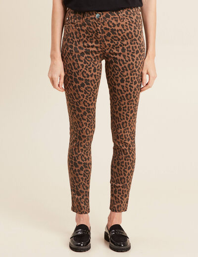 Pantalon léger taille standard 7/8ème marron cognac femme