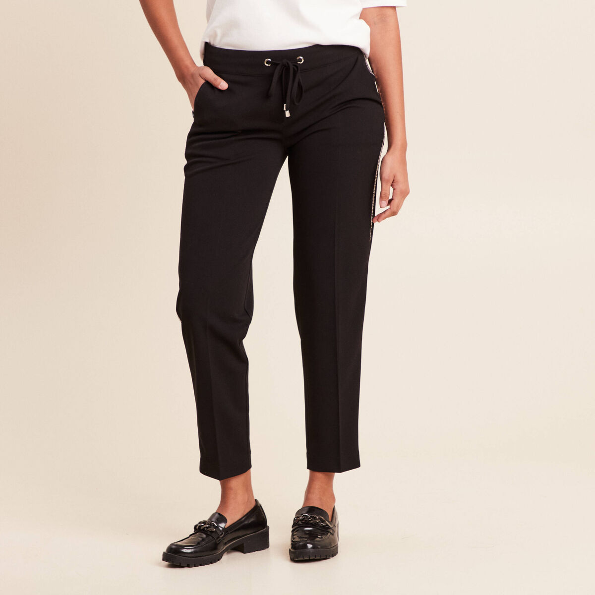 Pantalon taille standard noir femme