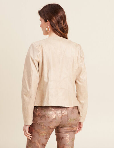 Veste suédine zippée beige femme