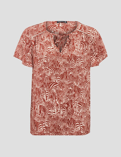 Blouse manches courtes rouge foncé femme