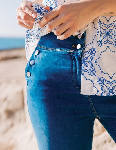 Jean bootcut taille haute denim stone femme
