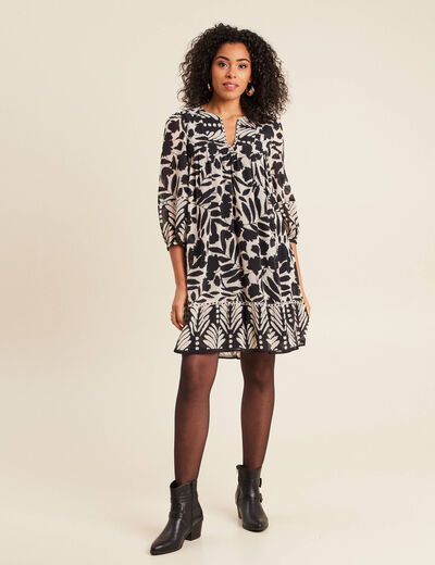 Robe évasée fluide noir femme