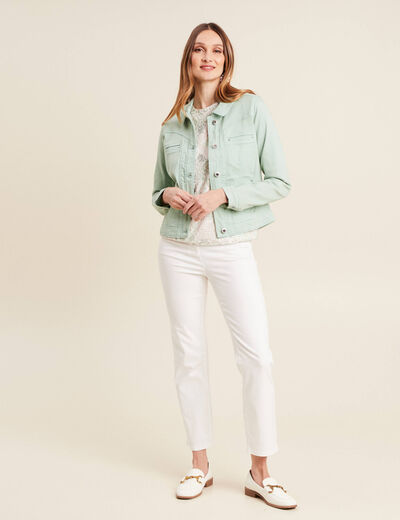 Blouson ajusté boutonné vert clair femme