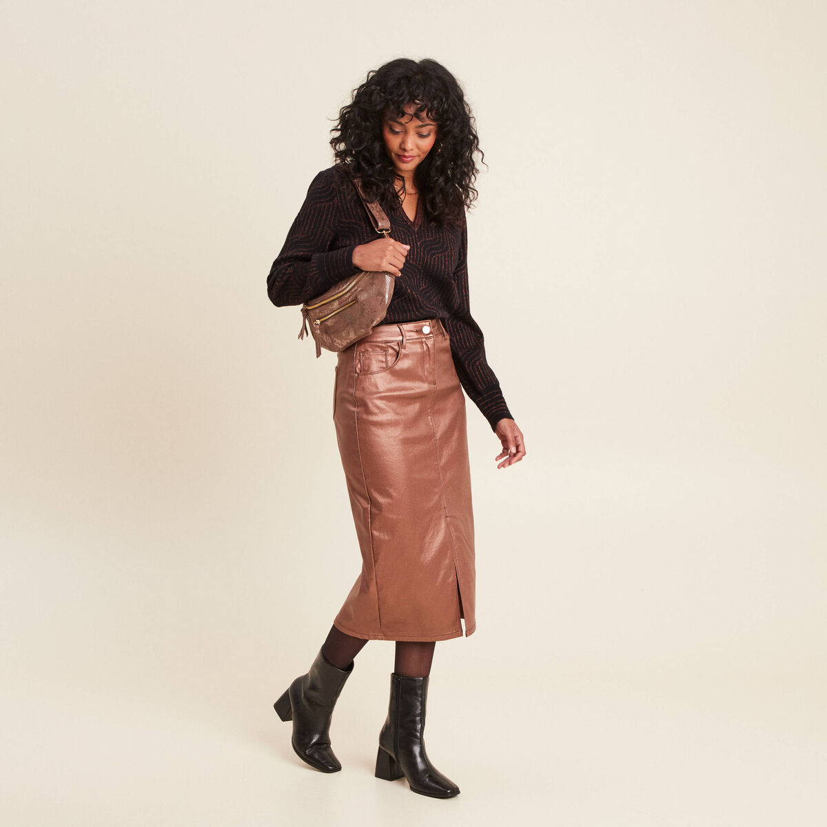 Jupe Midi Femme Phase Eight - Taille UK 18, Rayée Multicolore, Viscose