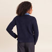 Gilet col chemise manches longues bleu fonc&eacute; femme