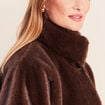 Poncho cape doubl&eacute; marron fonc&eacute; femme