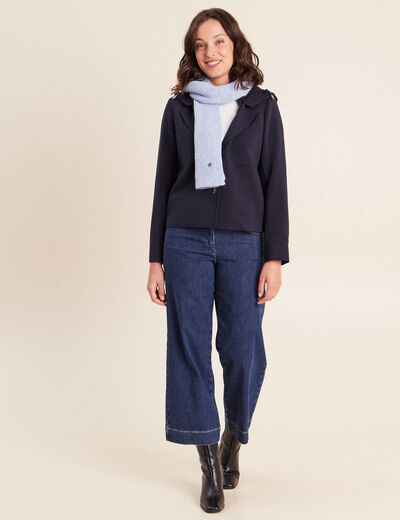 veste cintr&eacute;e doubl&eacute;e avec capuche bleu fonc&eacute; femme