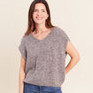 Pull sans manches gris fonc&eacute; femme
