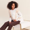 Pull col rond beige femme