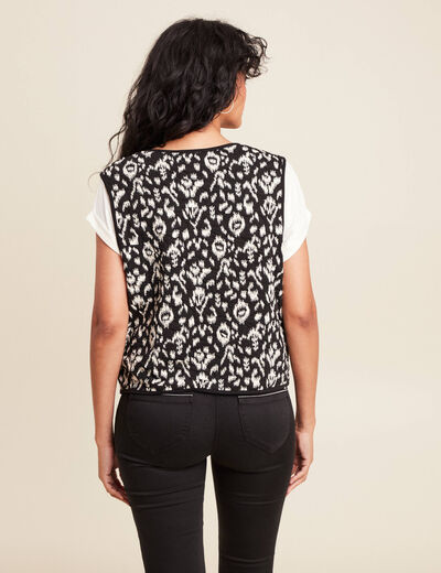 Gilet droit court sans manches noir femme