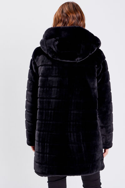 Doudoune droite réversible noir femme