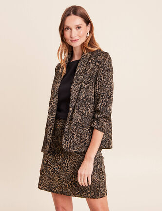 Veste cintr&eacute;e manches 3/4 col ch&acirc;le vert kaki femme