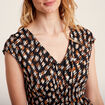Robe droite col en V noir femme