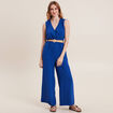 Combinaison pantalon fluide bleu electrique femme