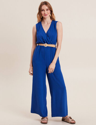 Combinaison pantalon fluide bleu electrique femme