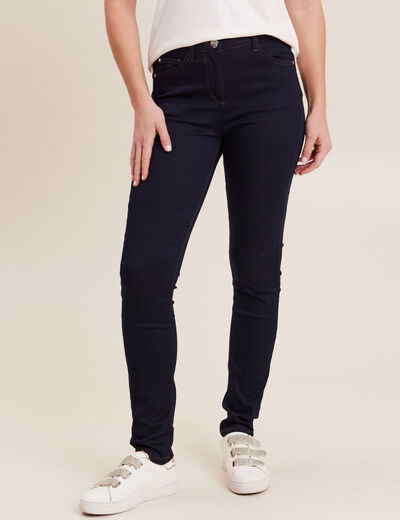 Jeans léger taille haute long denim brut femme
