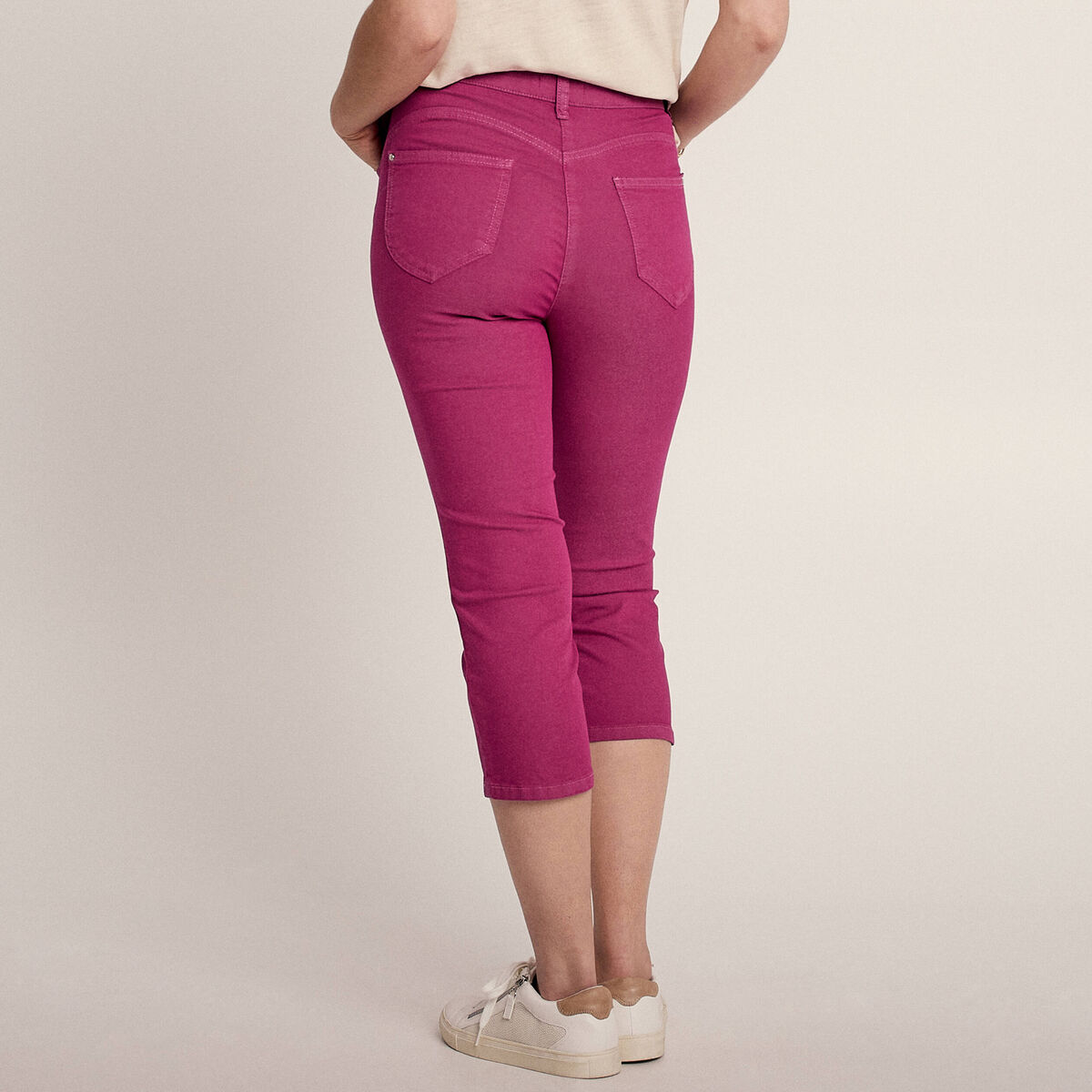 Pantacourt droit taille standard rose fushia femme
