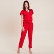 Combinaison pantalon droite rouge femme