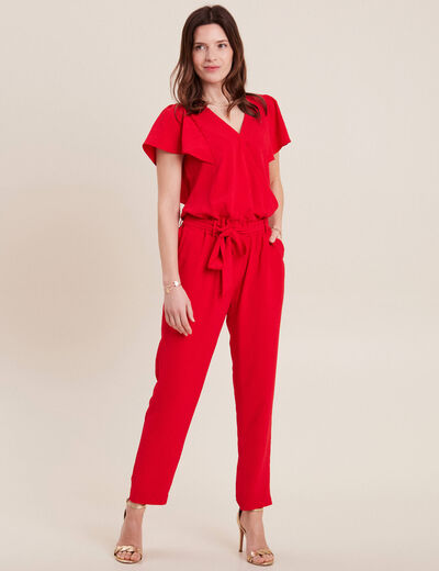 Combinaison pantalon droite rouge femme