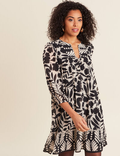 Robe évasée fluide noir femme