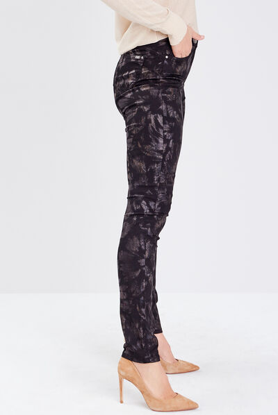Pantalon ajusté denim noir femme