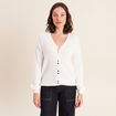 Gilet col v manches longues ecru femme