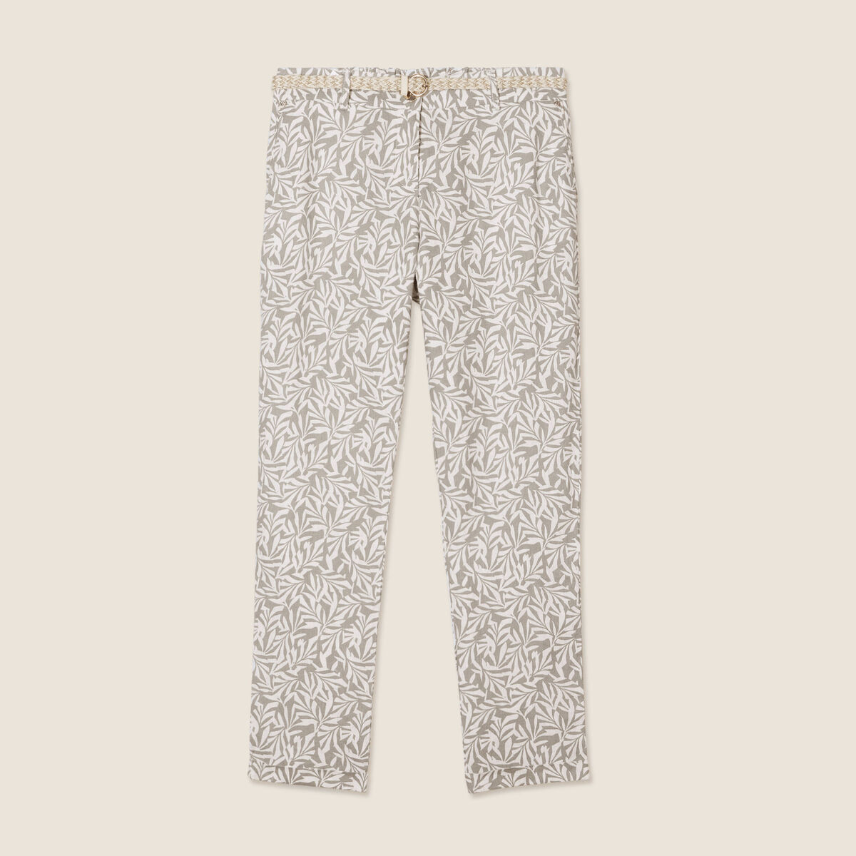Pantalon à ceinture vert kaki femme