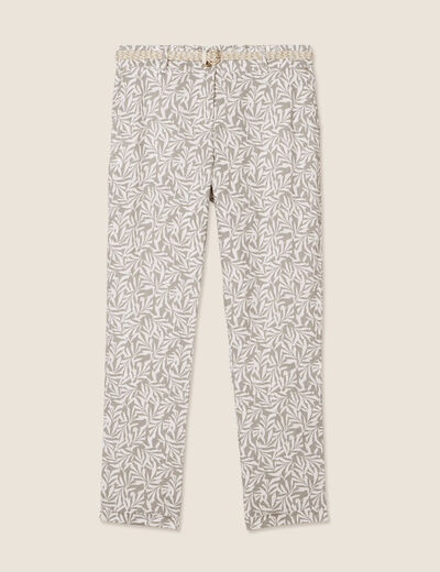 Pantalon à ceinture vert kaki femme