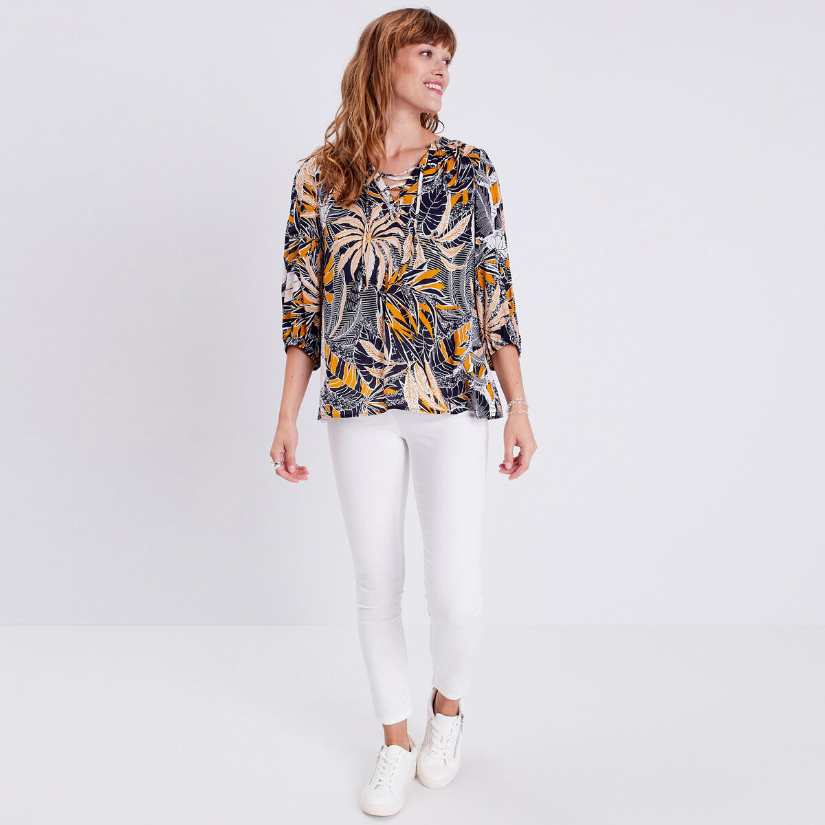 Blouse manches 3/4 blanc femme