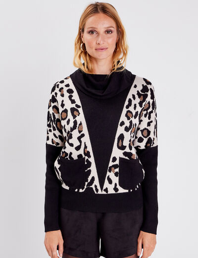 Pull manches longues noir femme