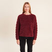 Pull ajour&eacute; col rond bordeaux femme