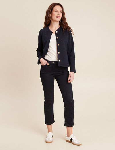 Gilet manches longues bleu foncé femme