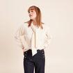 Pull col ch&acirc;le manches longues ecru femme