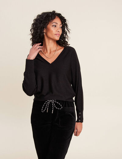 Pull manches longues noir femme