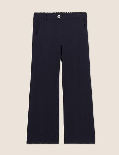 Pantalon large pinces bleu foncé femme