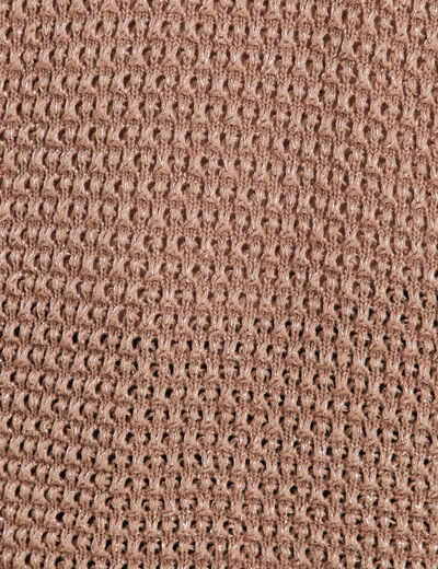 Pull manches longues col en V taupe femme