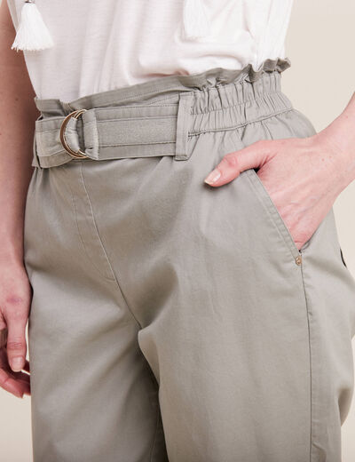 Pantalon chino 7/8ème vert clair femme