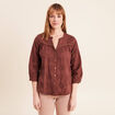 Blouse col tunisien manches 3/4 taupe femme