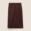 Jupe longue droite su&eacute;dine marron fonc&eacute; femme