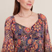 Robe évasée manches 3/4 violet femme