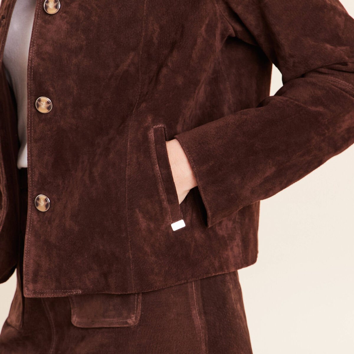 Veste doubl&eacute;e marron fonc&eacute; femme