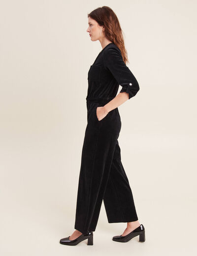 Combinaison pantalon velours noir femme