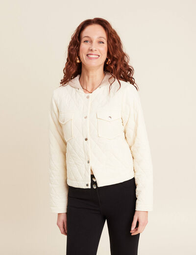 Veste matelassée boutonnée ecru femme