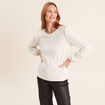 Blouse col rond manches longues ivoire femme