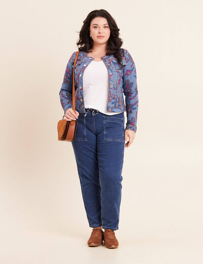 Jean droit r&eacute;versible bleu femme